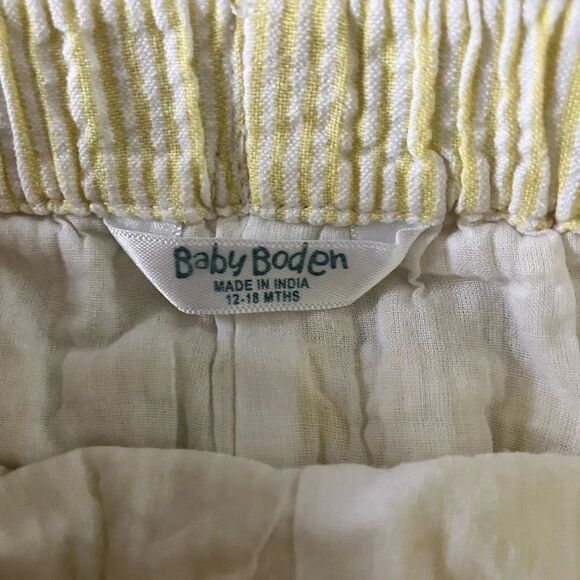 Baby Boden Yellow Seersucker Ruffle Bloomers Shorts 12-18 - Picture 2 of 4